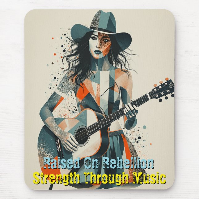 Mousepad Inspiração de Arte Guitarrista de Menina de País P (Frente)