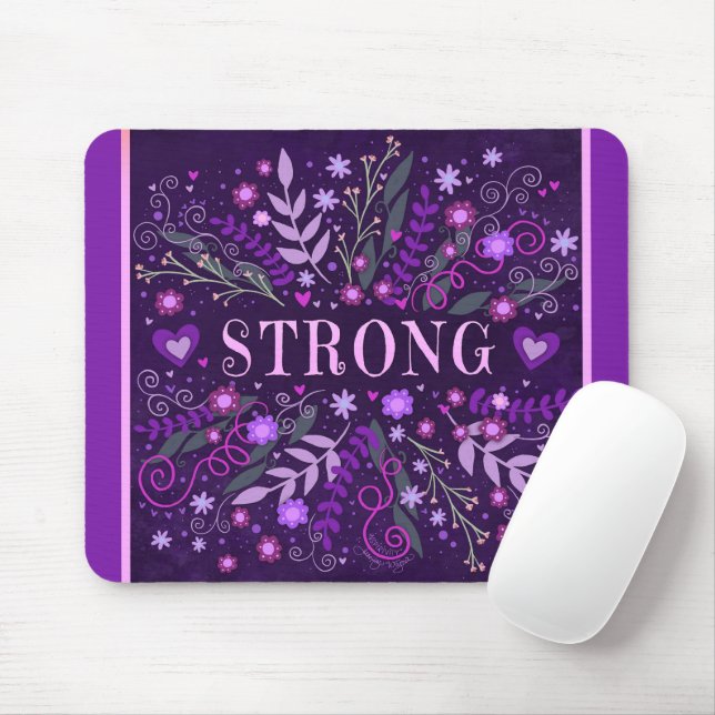 Mousepad Inspiração Forte bonito Purple Floral Forte (Com mouse)