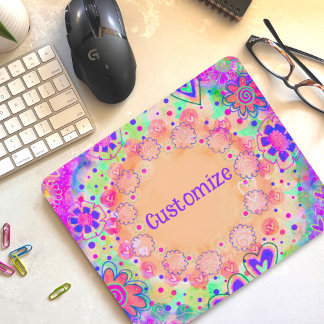 Mousepad Inspirivência Personalizada Floral Rosa bonito