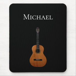 Mousepad Instrumento Musical Guitar Preto Branco