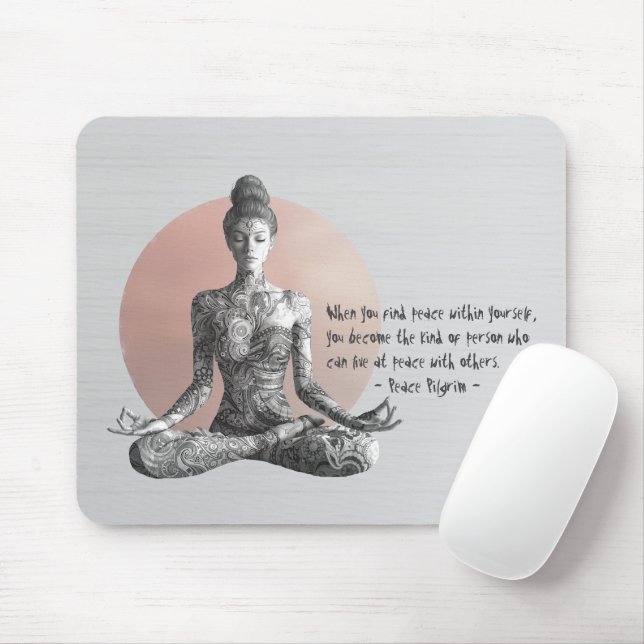 Mousepad Instrutor de Meditação Yoga Reiki Master Lotus Pos (Com mouse)