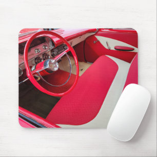 Mousepad Interior do Carro Vermelho e Branco Antigo