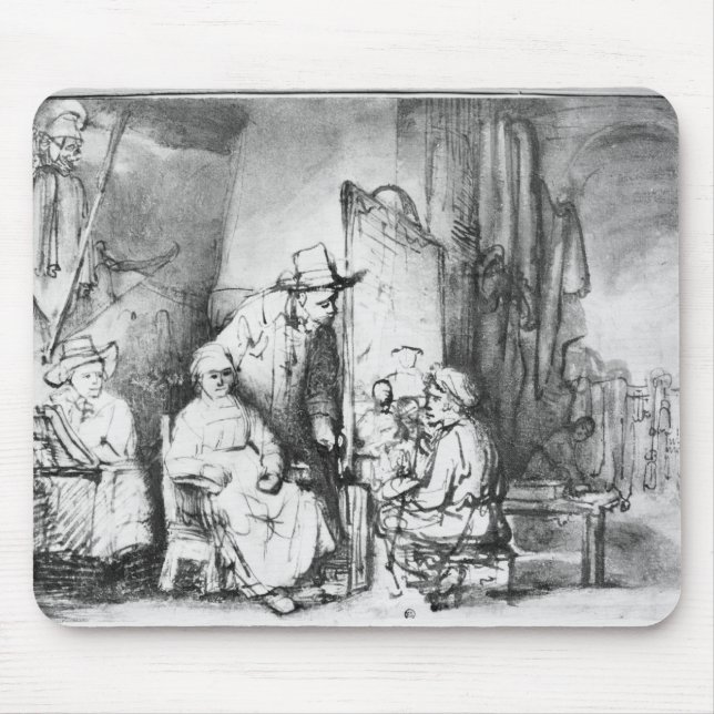 Mousepad Interior do estúdio com pintura do pintor (Frente)