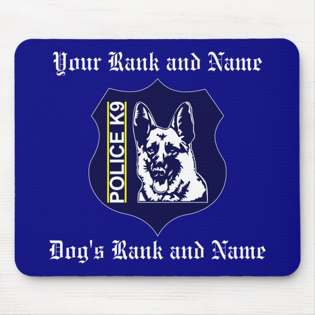 Mousepad (Introduza seu nome/nome dos cães) policie K9 (Frente)