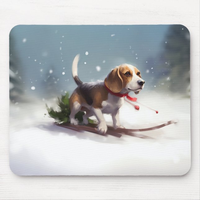 Mousepad Inverno da neve do Natal da Beagle (Frente)
