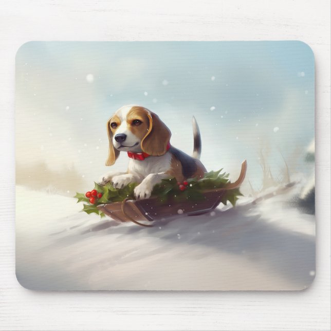 Mousepad Inverno da neve do Natal da Beagle (Frente)