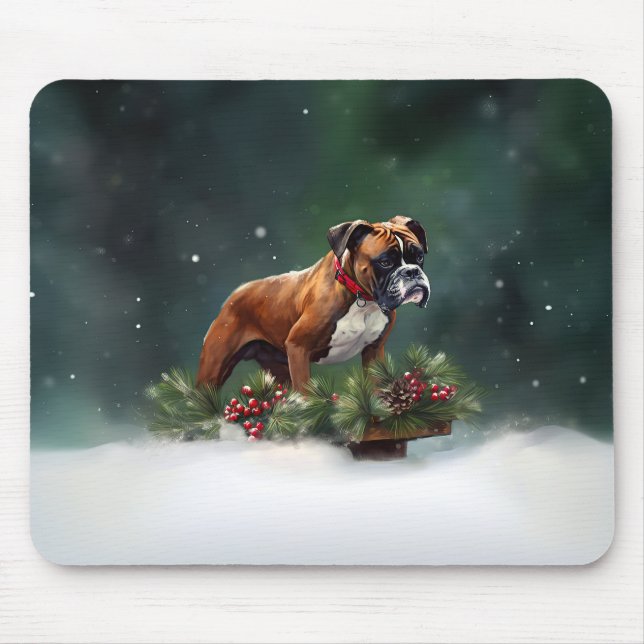 Mousepad Inverno de neve de Natal Boxer (Frente)