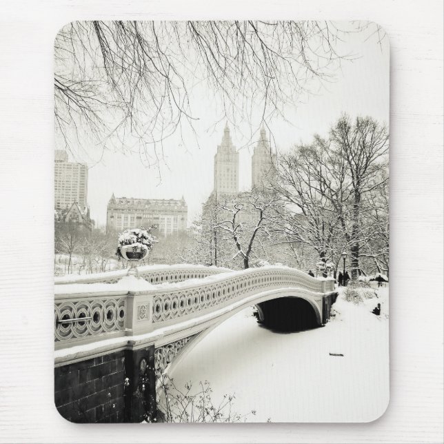 Mousepad Inverno do Central Park - neve na ponte do arco (Frente)