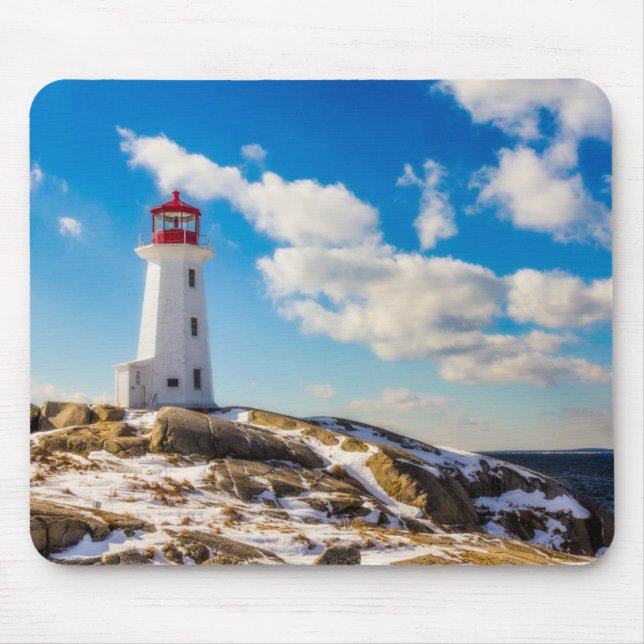 Mousepad Inverno do farol | na angra de Peggy, Nova Escócia (Frente)