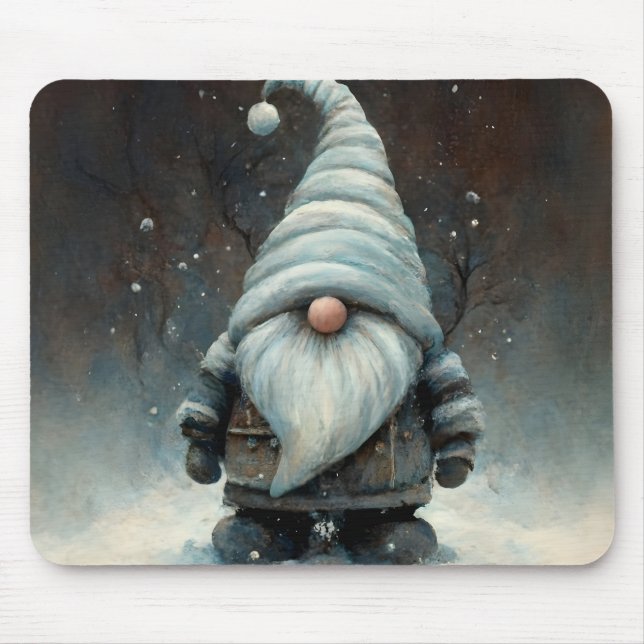 Mousepad Inverno Gnomo em uma Floresta de Neve (Frente)