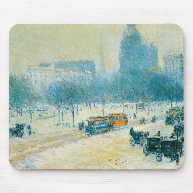Mousepad Inverno na Praça da União por Frederick Childe Has (Frente)