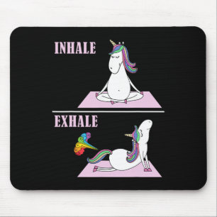 Mousepad Ioga de Unicórnio Inspira Expire Fart Funny
