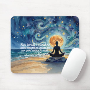 Mousepad Ioga Meditação Céu Noturno Estrelado Lua Oceano Ci