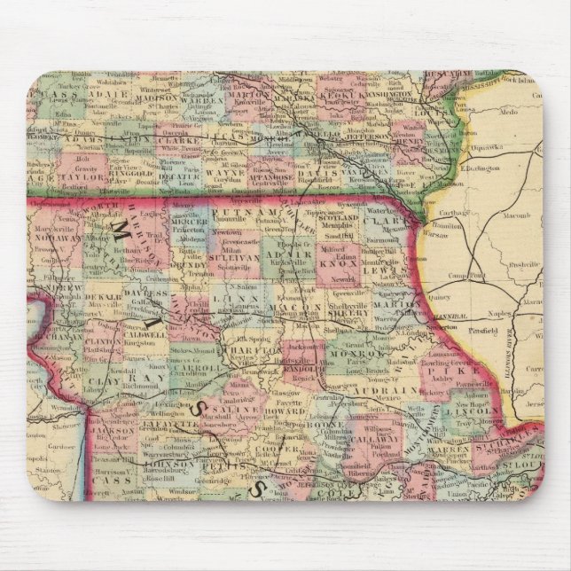 Mousepad Iowa, Missouri Map by Mitchell (Frente)