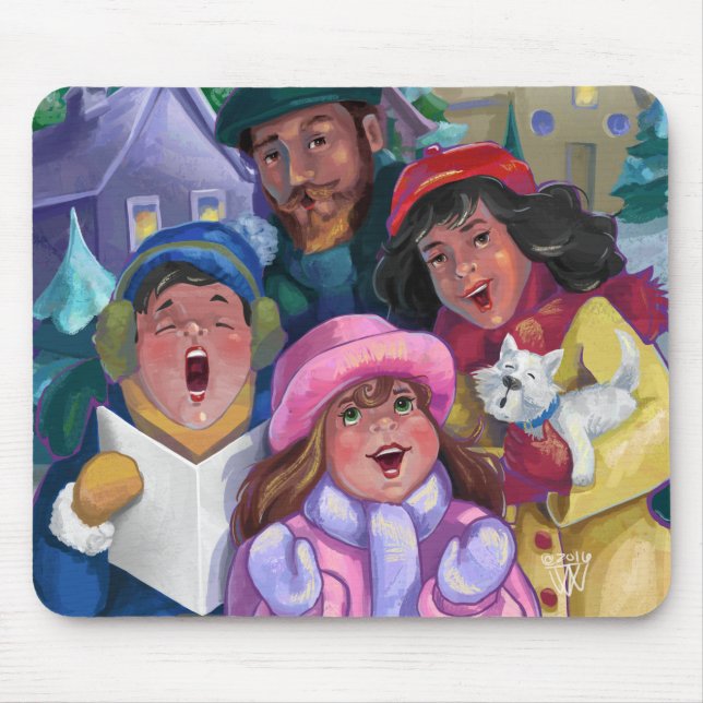 Mousepad Ir para uma Ilustração de Caroling (Frente)