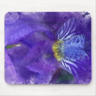 Mousepad Iris Flor Púrpura Watercolor
