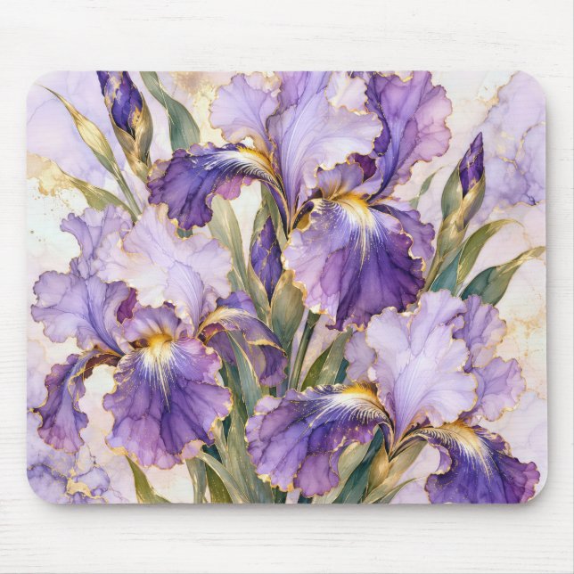 Mousepad Íris Roxa com Rebordos Dourados (Frente)