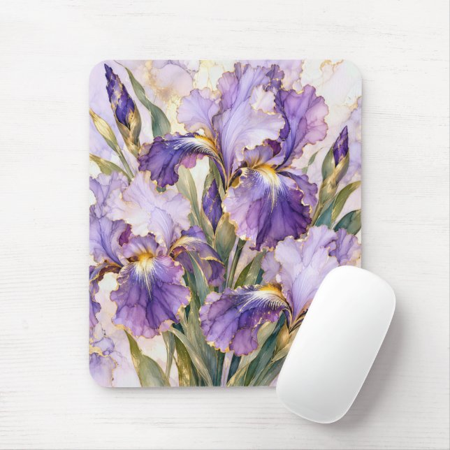 Mousepad Íris Roxa com Rebordos Dourados (Com mouse)