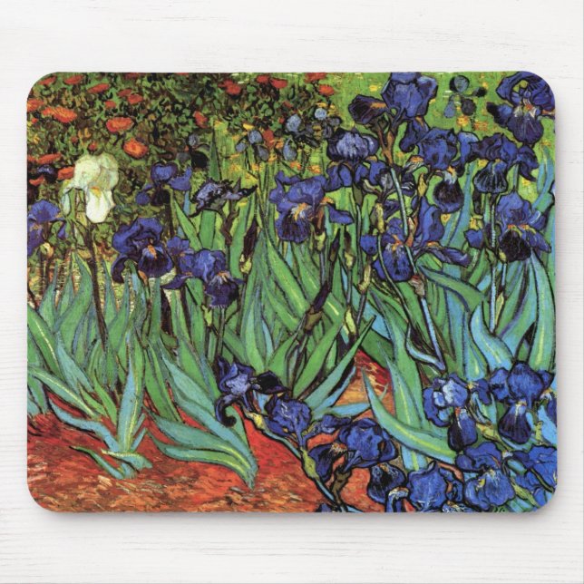 Mousepad Írises de Vincent van Gogh, Arte do Jardim de Vint (Frente)