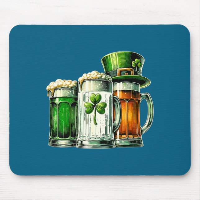 Mousepad Irish Beer Ireland Flag St Patricks Day  (Frente)