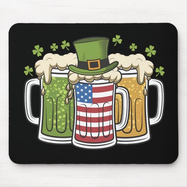 Mousepad Irish Beer Ireland USA American Flag de Patrick (Frente)