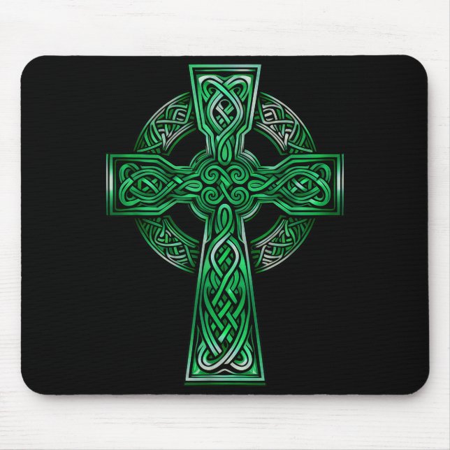 Mousepad Irish Celtic Cross Knot Christian Holy Trinity Sco (Frente)