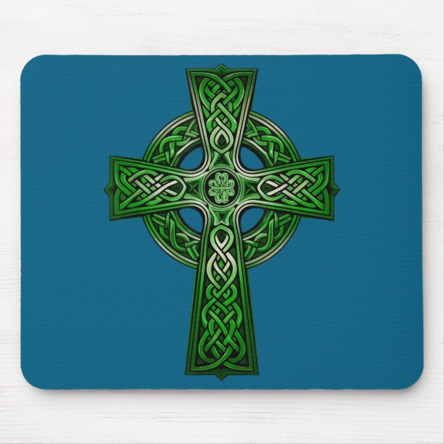 Mousepad Irish Celtic Cross Knot Christian Holy Trinity Sco (Frente)