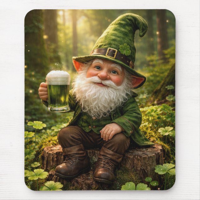 Mousepad Irish Gnome With Green Beer (Frente)