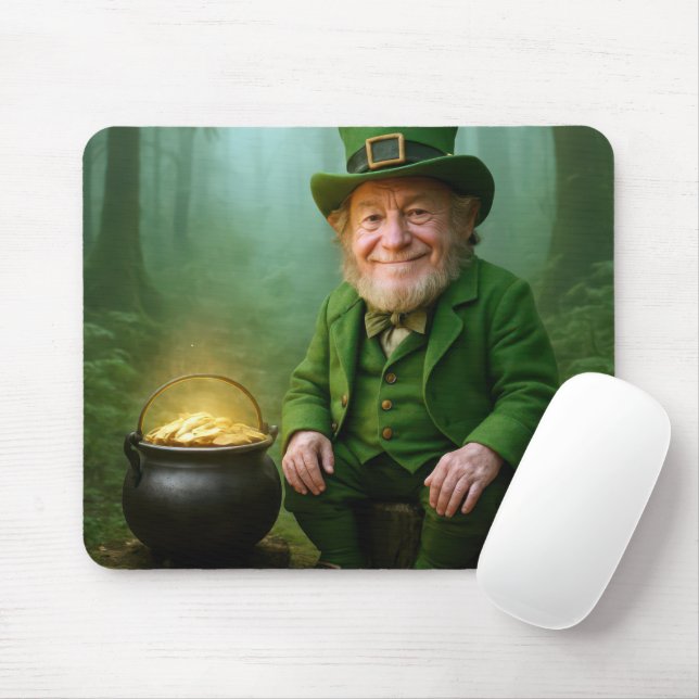 Mousepad Irish Leprechaun with a Pot of Gold (Com mouse)