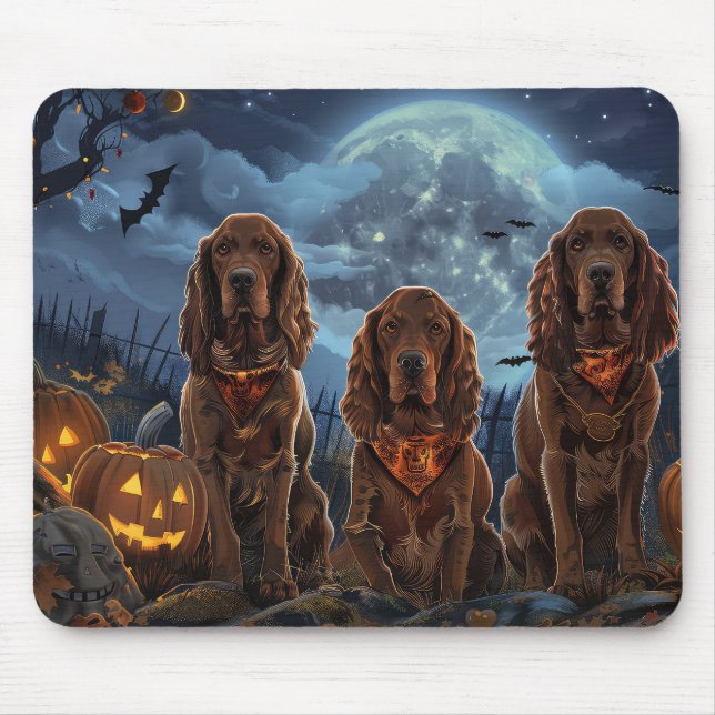 Mousepad Irish Red Setter Halloween Spooky (Frente)