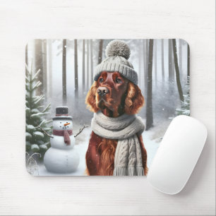 Mousepad Irish Setter Com Snowman