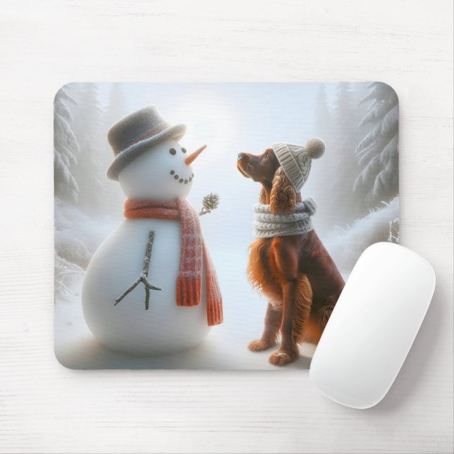 Mousepad Irish Setter Com Snowman (Com mouse)