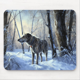 Mousepad Irish Wolfhound Deixe-o nevar no Natal