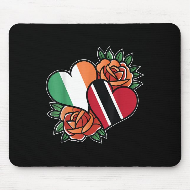 Mousepad Irlanda Trinidad e Tobago Flag Heart Half Irish (Frente)