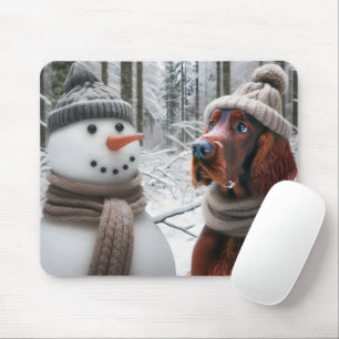 Mousepad Irlandês Setter Dog com Neve