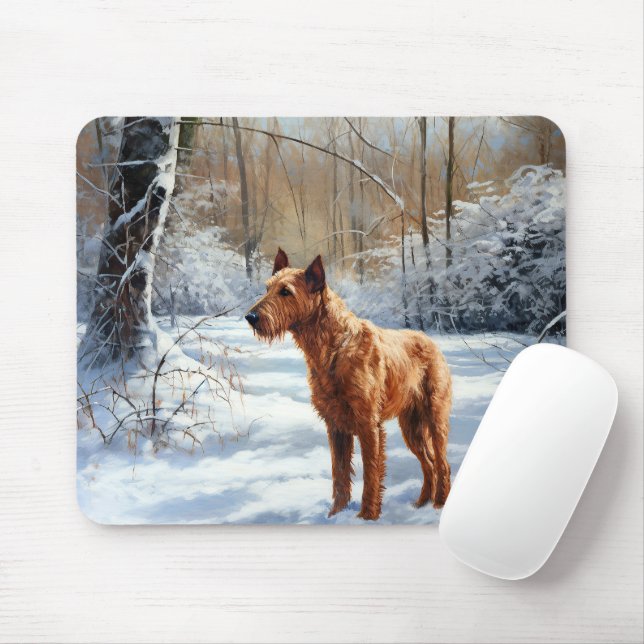 Mousepad Irlandês Terrier Deixe-o nevar no Natal (Com mouse)