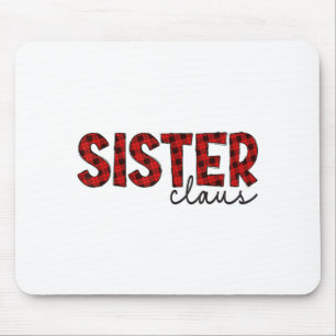 Mousepad Irmã Claus Xmas Natal Xadrez Vermelho Pijama Famíl