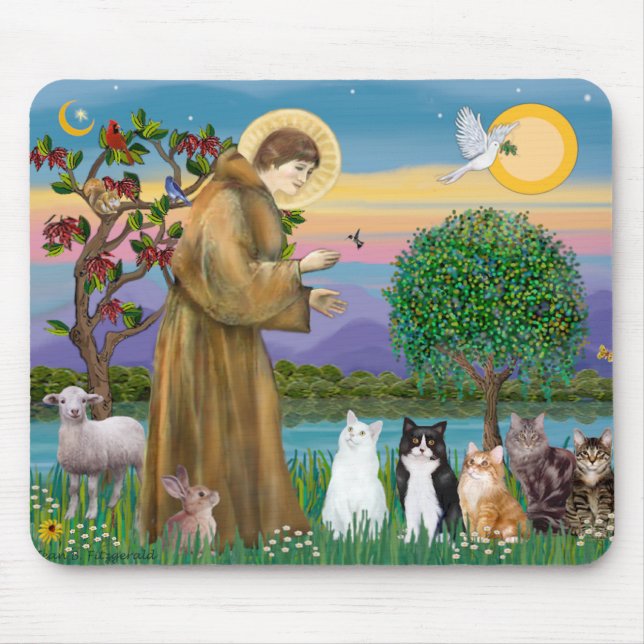 Mousepad Irmã Frances abençoando 5 gatos (Frente)
