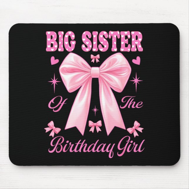 Mousepad Irmã mais velha aniversariante coquette rosa combi (Frente)