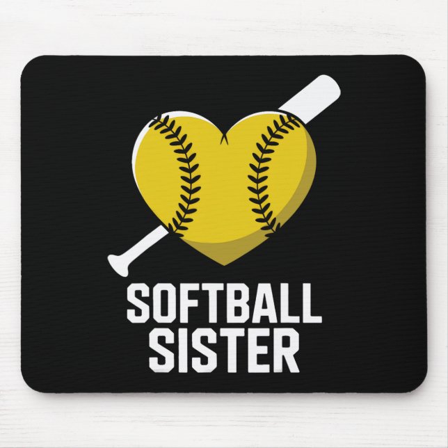 Mousepad Irmã Softll de Suporte Fastpitch Coração e T  (Frente)