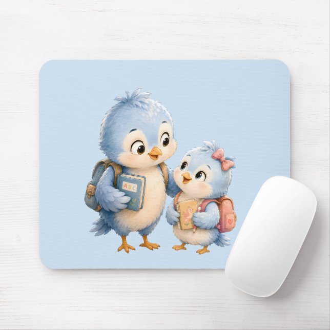 Mousepad Irmão Passarinho Azul Adorável Tapete de Mouse par (Com mouse)
