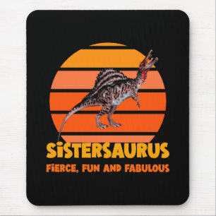 Mousepad Irmãs Engraçadas Dinossauro Irmã Humor Design