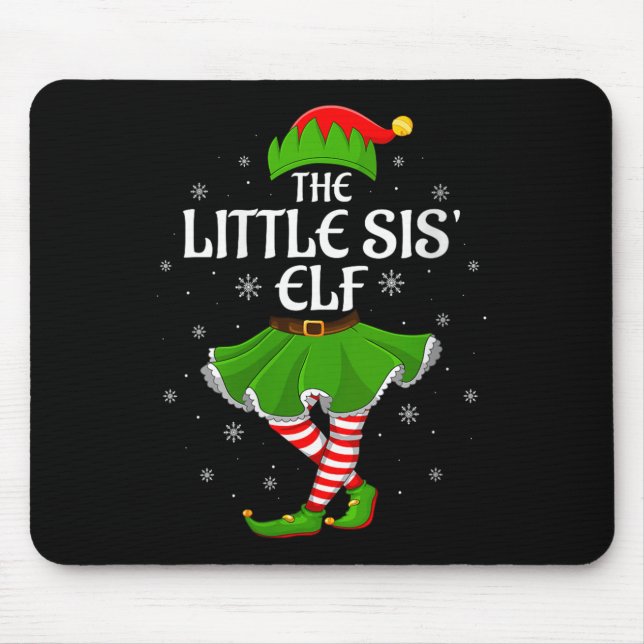 Mousepad Irmãzinha do Elfo de Natal Família de Meninas Mulh (Frente)