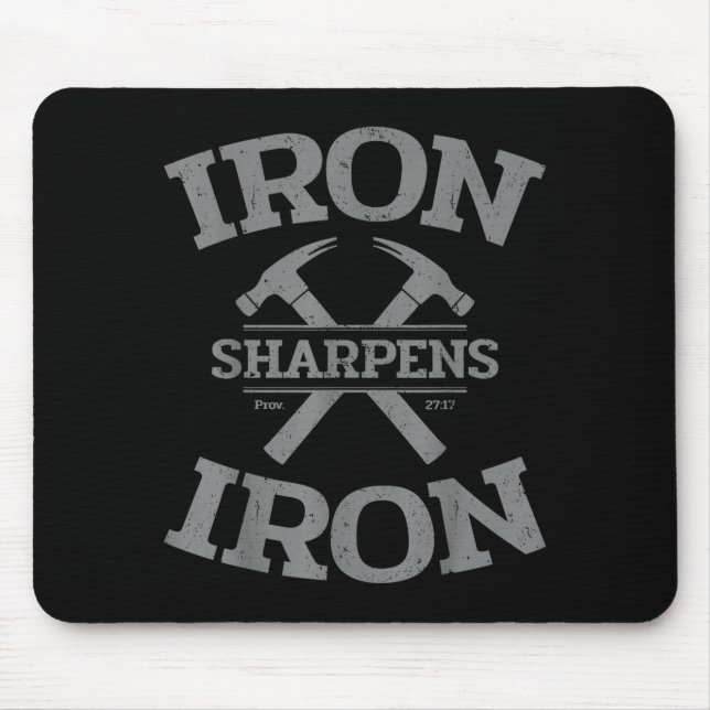 Mousepad Iron Sharpens Iron Proverbs 27_17 Gym Workout Men  (Frente)