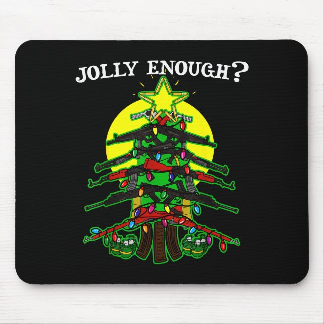 Mousepad Is This Jolly Enough - Guns Christmas Tree Handgun (Frente)