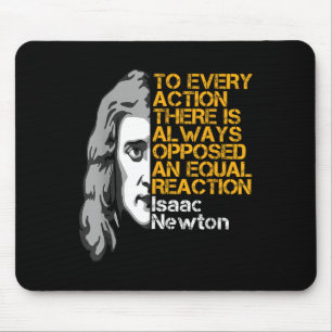 Mousepad Isaac Newton Ação E Reação Quo Inspiracional
