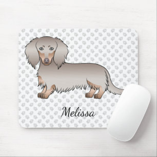Mousepad Isabella E Tan Long Hair Dachshund Dog & Name