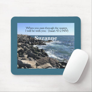 Mousepad Isaiah 43:2 Estarei com você Foto do Oceano