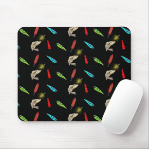 Mousepad Isca de Pesca Com Peixe Em Preto