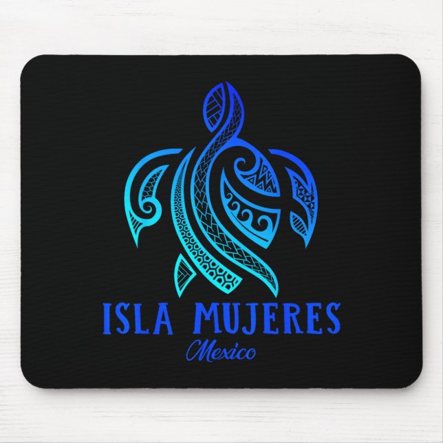 Mousepad Isla Mujeres Mexico Sea Turtle Tie Dye Hibiscus Va (Frente)
